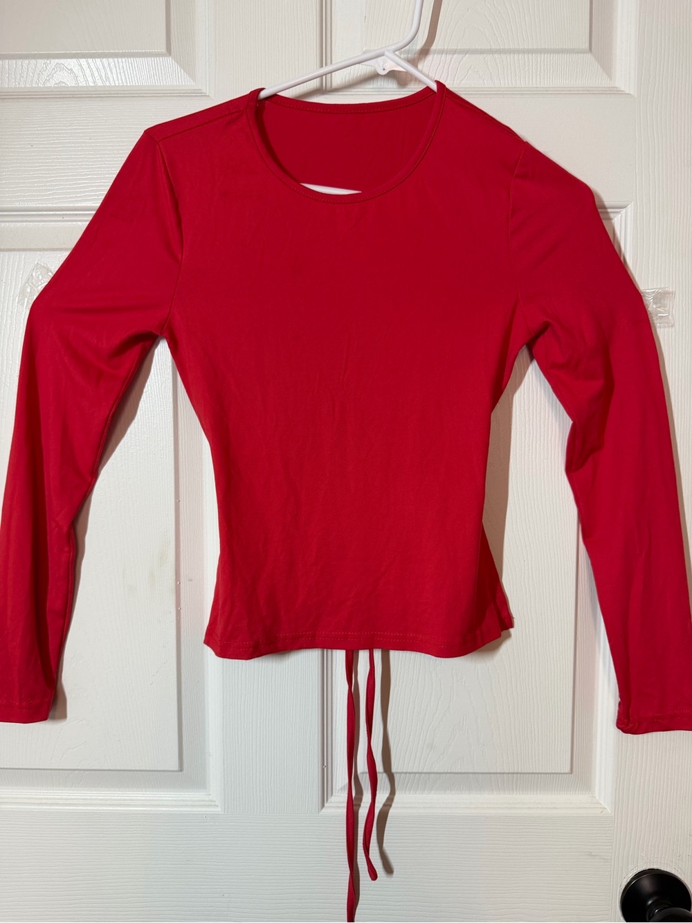 SHEIN Red Long Sleeve Drawstring Hem Top